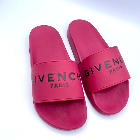 GIVENCHY | Paris Flat Logo Rubber Pool Slides in Fig Pink | 39/ 9 - Picture 5 of 16
